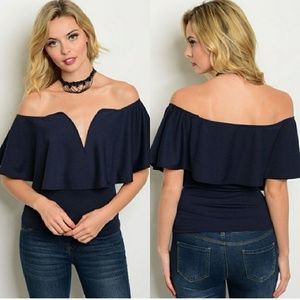 NWT V neck off the shoulder top size large